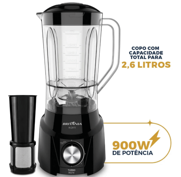 Liquidificador Britânia BL970 Turbo 900W 220V - 4 Velocidades, Função Pulsar e Autolimpeza-Imagem 5