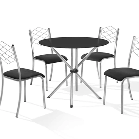 Jogo de Mesa Aço Nobre Liz C/4 Cad Vidro 0,90