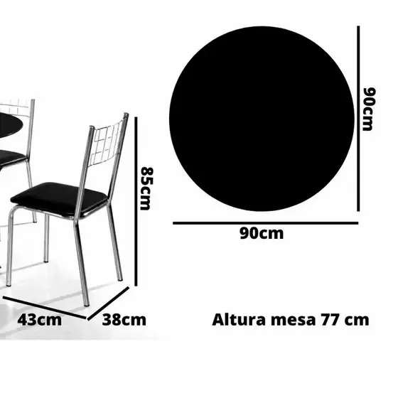 Jogo de Mesa Aço Nobre Liz C/4 Cad Vidro 0,90-Imagem 4