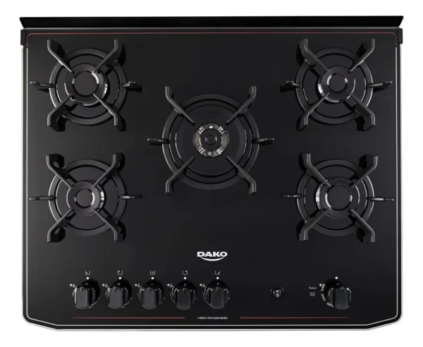 Fogão 5 Bocas Dako Magister Preto Com Mesa De Vidro Bivolt-Imagem 2