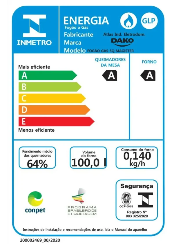 Fogão 5 Bocas Dako Magister Preto Com Mesa De Vidro Bivolt-Imagem 5