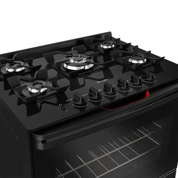 Fogão Mueller 5 bocas Preto com Mesa de Vidro e grades de Ferro Fundido MFV5BF-Imagem 9