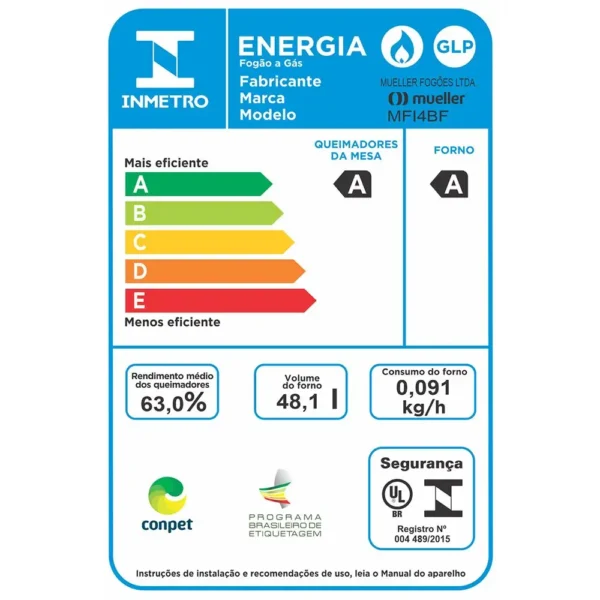 Fogão Mueller 4 bocas Preto com acendimento automático total MFI4BF-Imagem 4