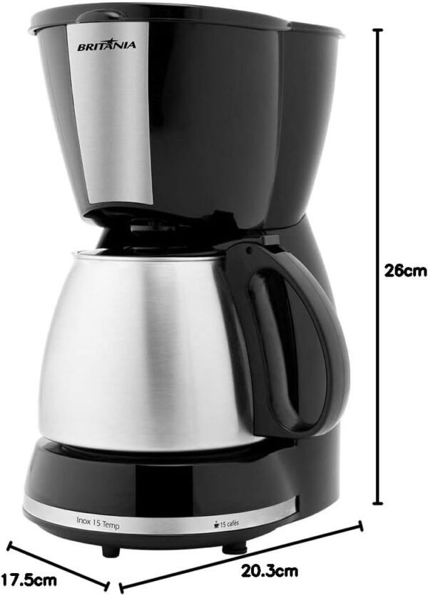Cafeteira, 15 Temp, 15 xicaras, Preto, 220V, Britânia-Imagem 2
