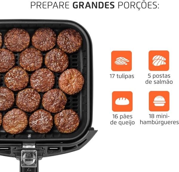 Fritadeira Sem Óleo Air Fryer 5L, Mondial, Preto/Inox, 1900W, 220V - AFN-50-BI-Imagem 5