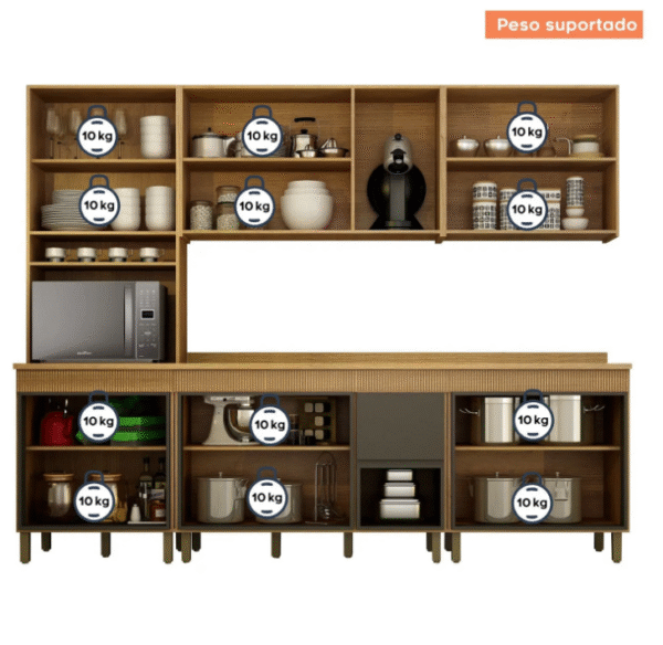 Cozinha Modulada com Tampo 5 Peças Frisada Dakota Valdemóveis-Imagem 3