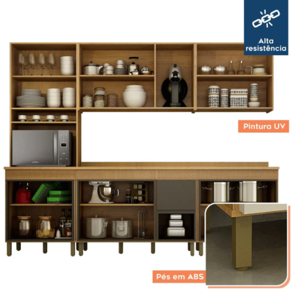 Cozinha Modulada com Tampo 5 Peças Frisada Dakota Valdemóveis-Imagem 5