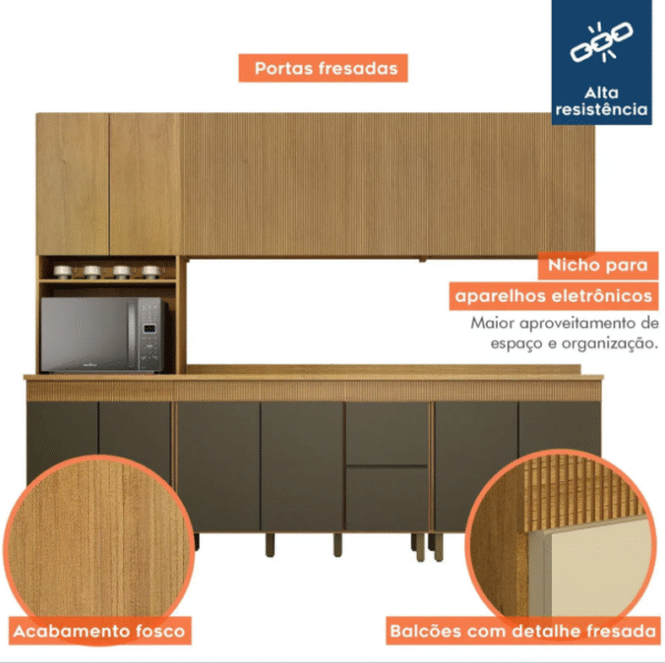 Cozinha Modulada com Tampo 5 Peças Frisada Dakota Valdemóveis-Imagem 8