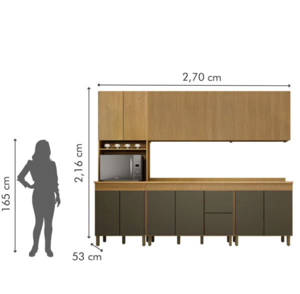 Cozinha Modulada com Tampo 5 Peças Frisada Dakota Valdemóveis-Imagem 6