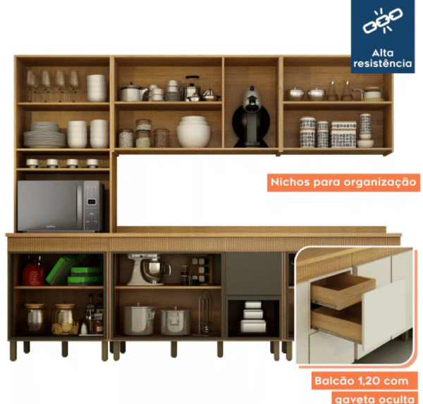 Cozinha Modulada com Tampo 5 Peças Frisada Dakota Valdemóveis-Imagem 7