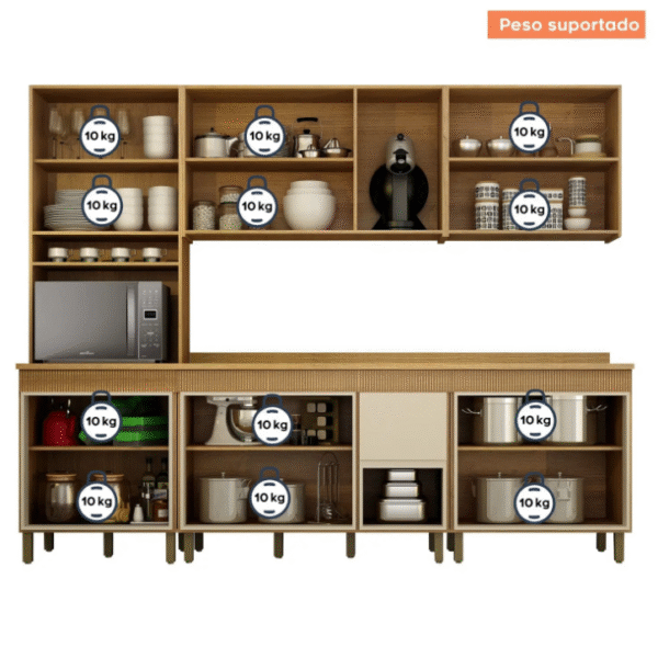 Cozinha Completa 5 Peças Dakota Aéreo Fresado off white - Valdemóveis-Imagem 4