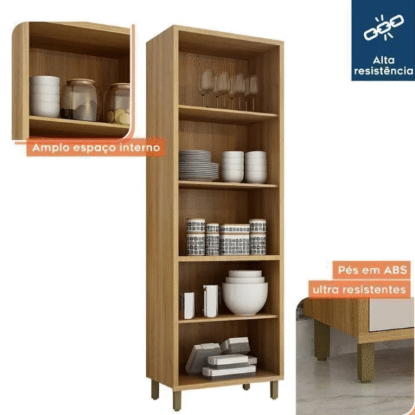 Cozinha Completa Torino com 2 Aéreos, 1 Paneleiro Porta de Vidro e 2 Balcões Cinamomo/Off White-Imagem 6