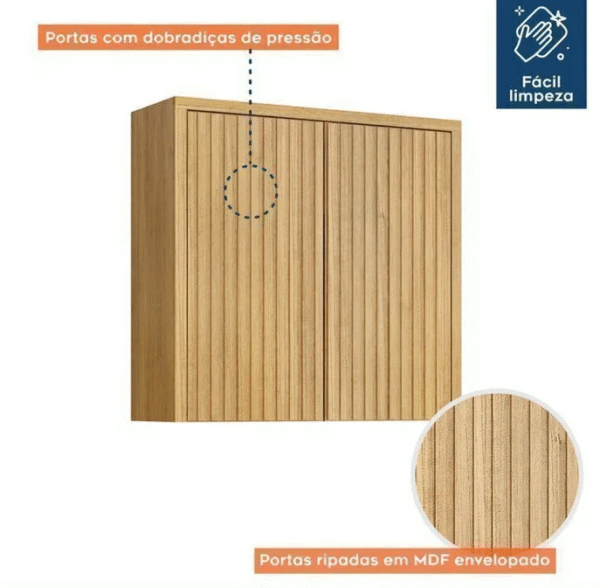 Cozinha Completa Torino com 2 Aéreos, 1 Paneleiro Porta de Vidro e 2 Balcões Cinamomo/Off White-Imagem 17