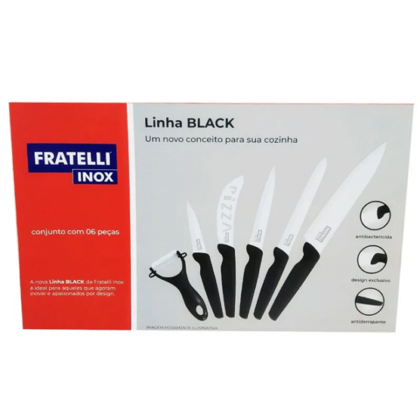 Conjunto de Facas 6 Peças Black Fratelli