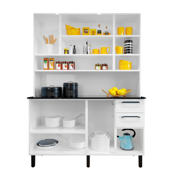 Cozinha Compacta Branco em Aço 8 Portas 2 Gavetas Florença-Imagem 2