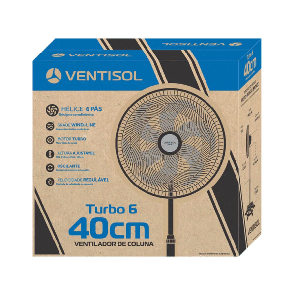 Ventilador de Coluna Ventisol Turbo 6 Pás 40cm Preto 220V-Imagem 3