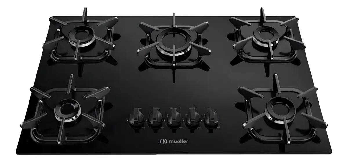 Cooktop Mueller 5 Bocas com Mesa de Vidro Preto